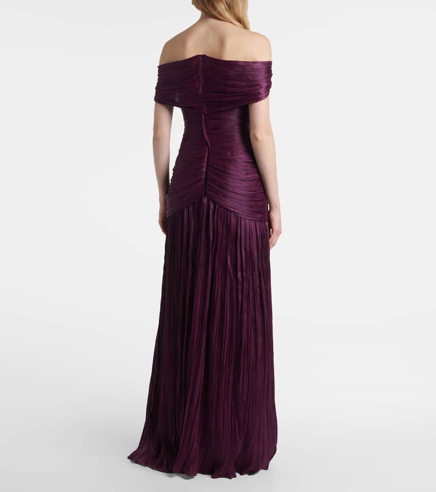 Marmar Halim Off-shoulder Crepe Bustier Gown In Purple