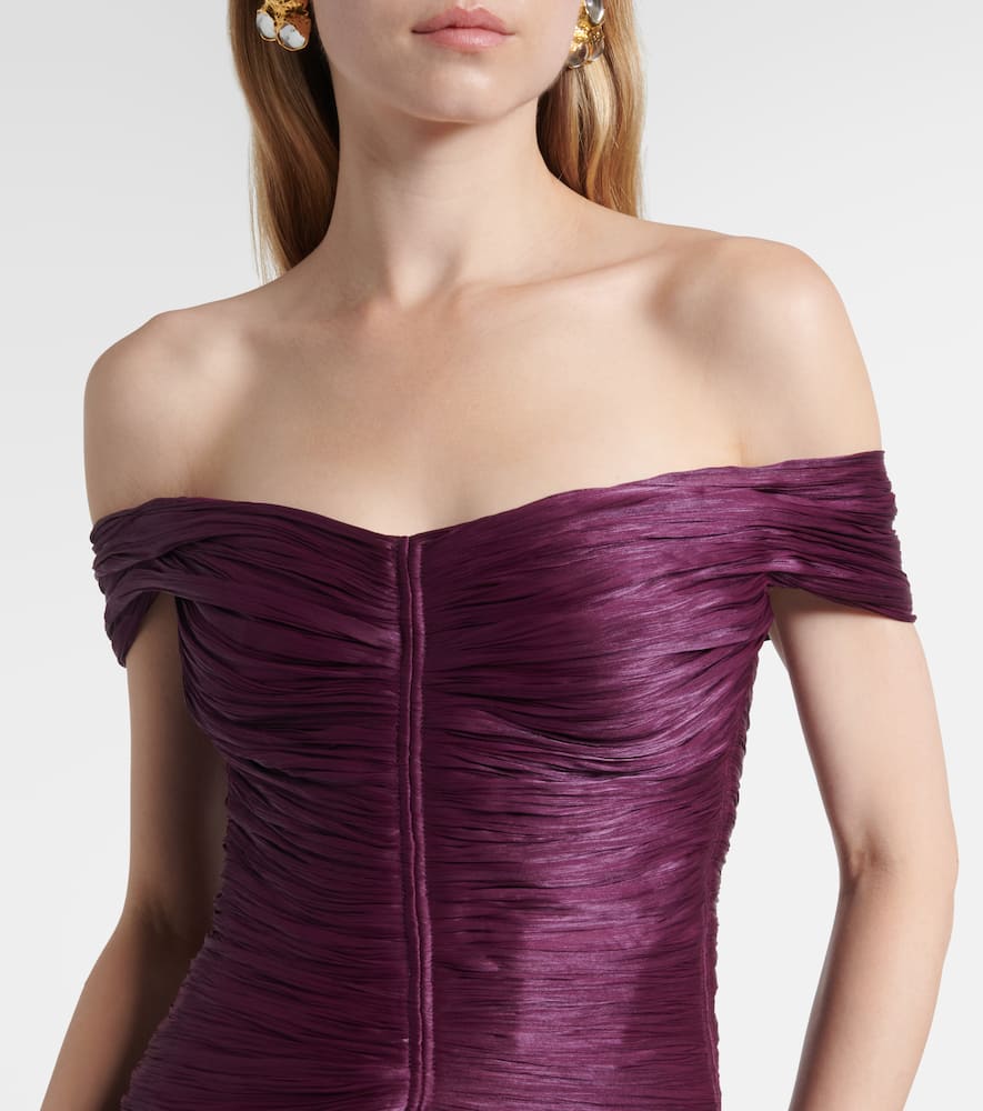 Marmar Halim Off-shoulder Crepe Bustier Gown In Purple