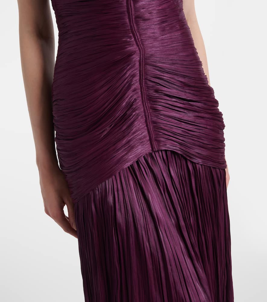 Marmar Halim Off-shoulder Crepe Bustier Gown In Purple