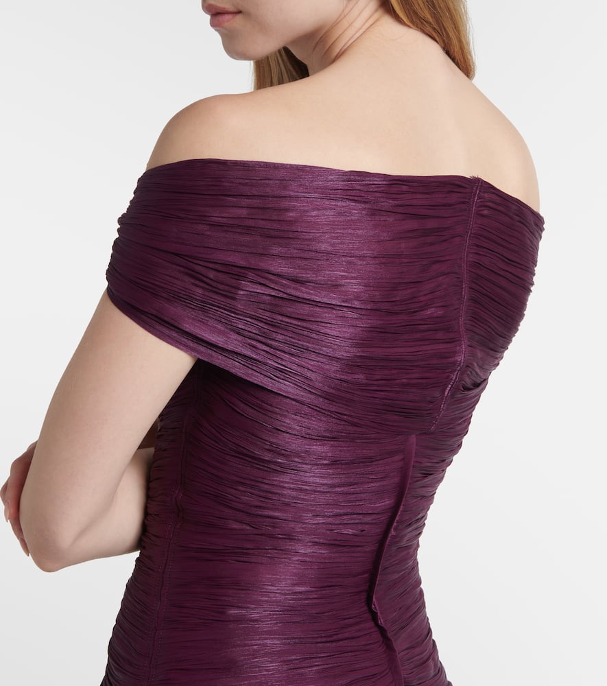 Marmar Halim Off-shoulder Crepe Bustier Gown In Purple