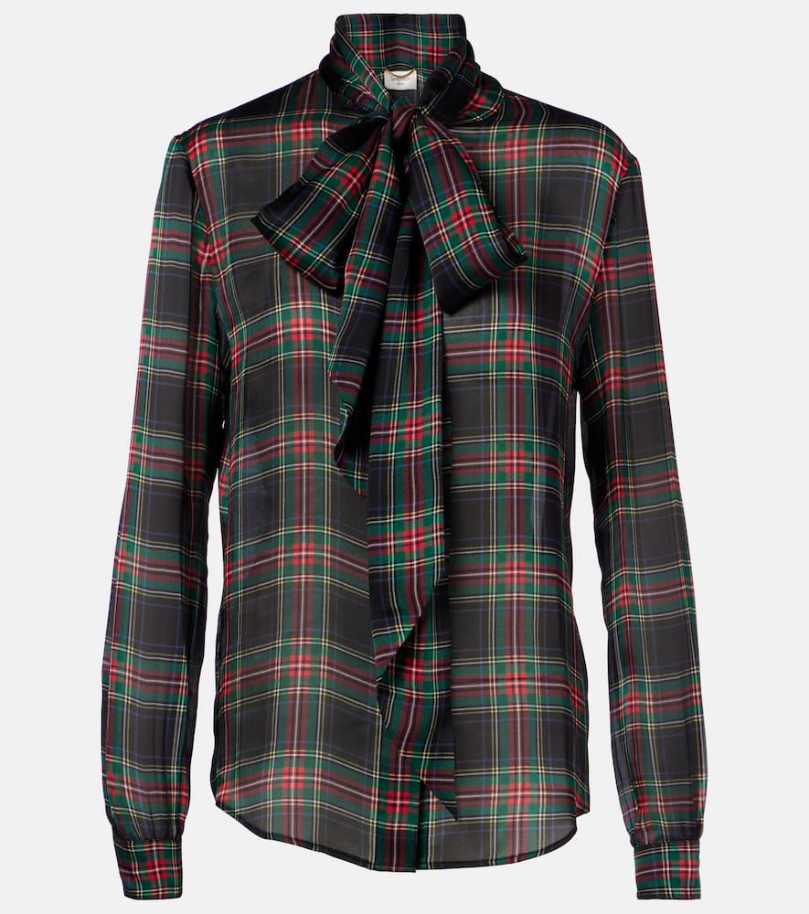Plaid silk blouse