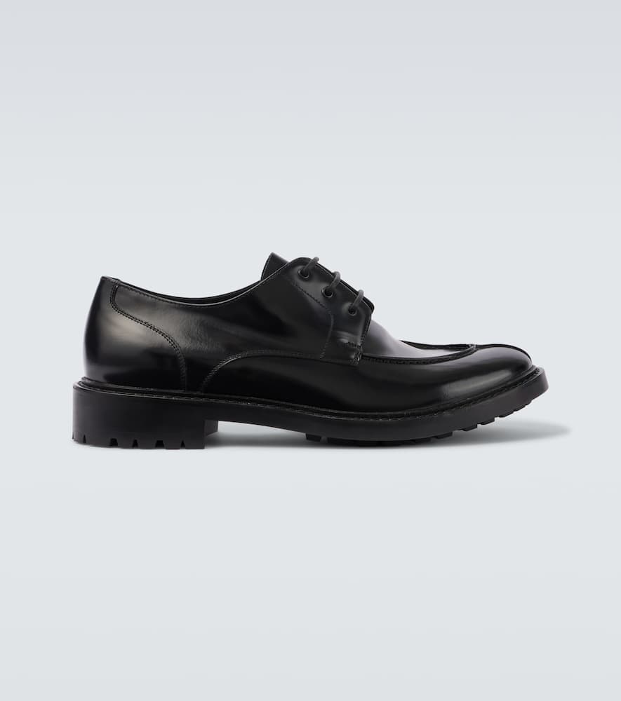 Saint Laurent Lino Leather Derby Shoes In Black