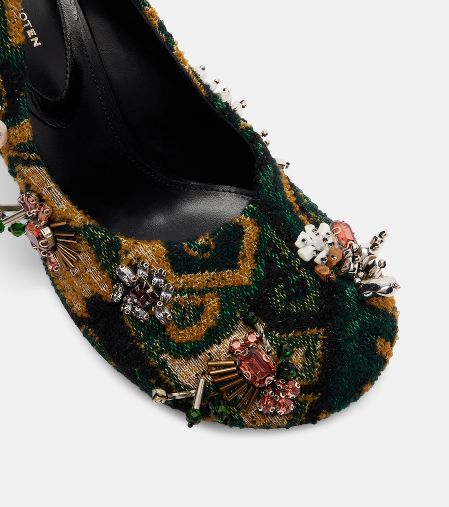 Dries Van Noten Dries Van Noten Embellished Jacquard Pumps 