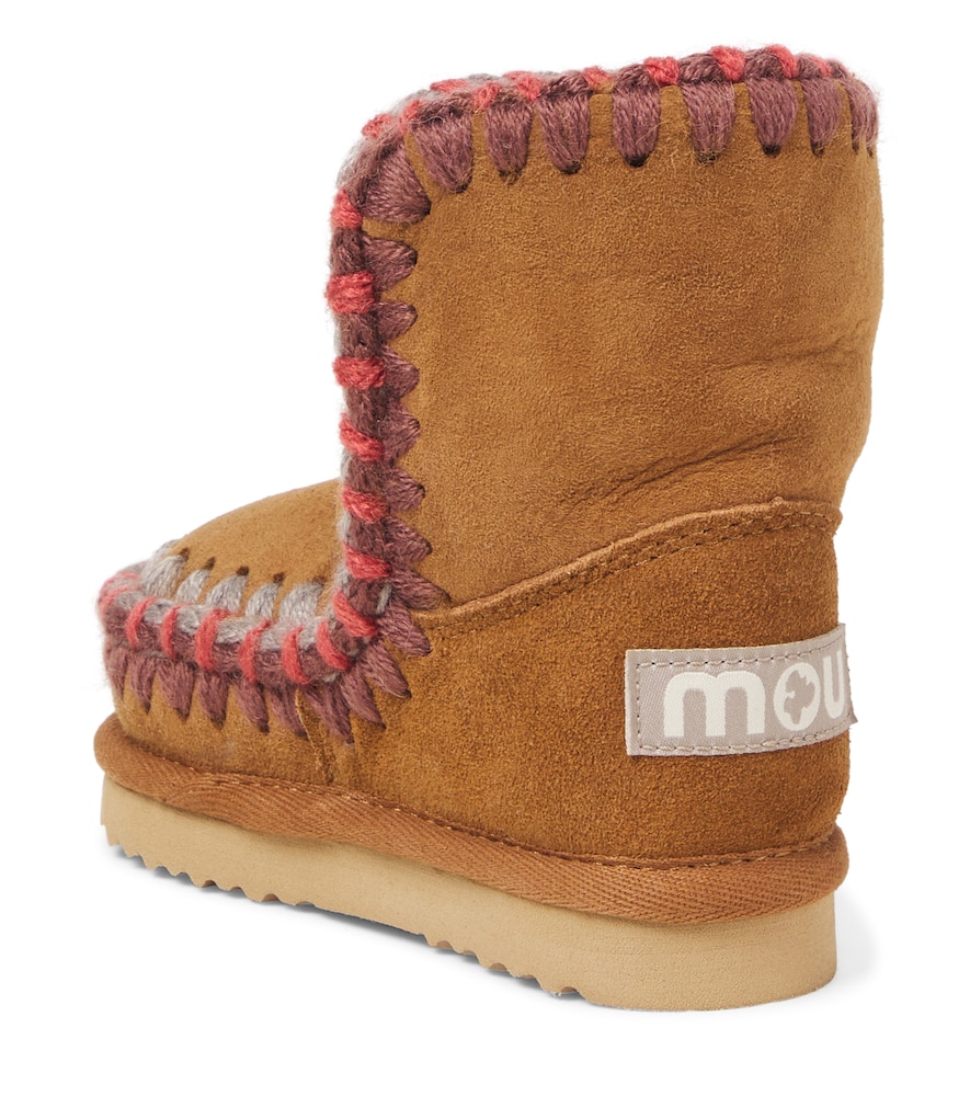  Mou Kids Mou Kids Embroidered Shearling-lined Suede Boots 