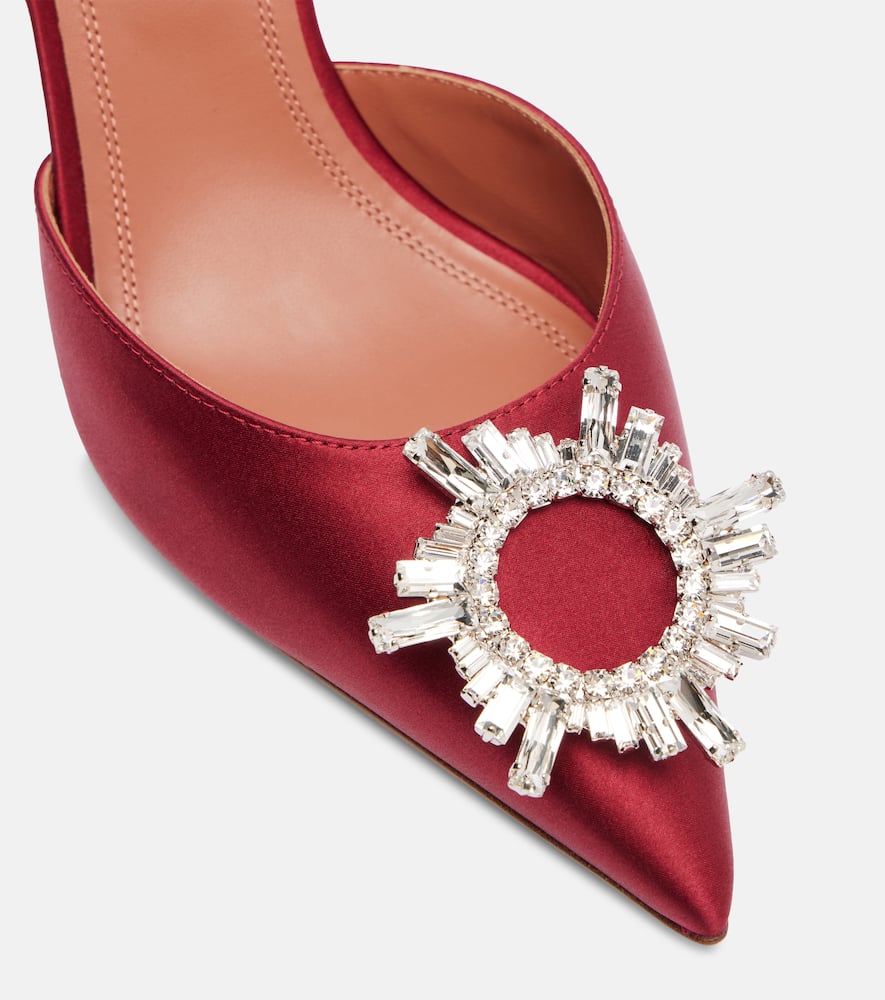 Amina Muaddi Verzierte Slingback-pumps Begum 70 Aus Satin In Red