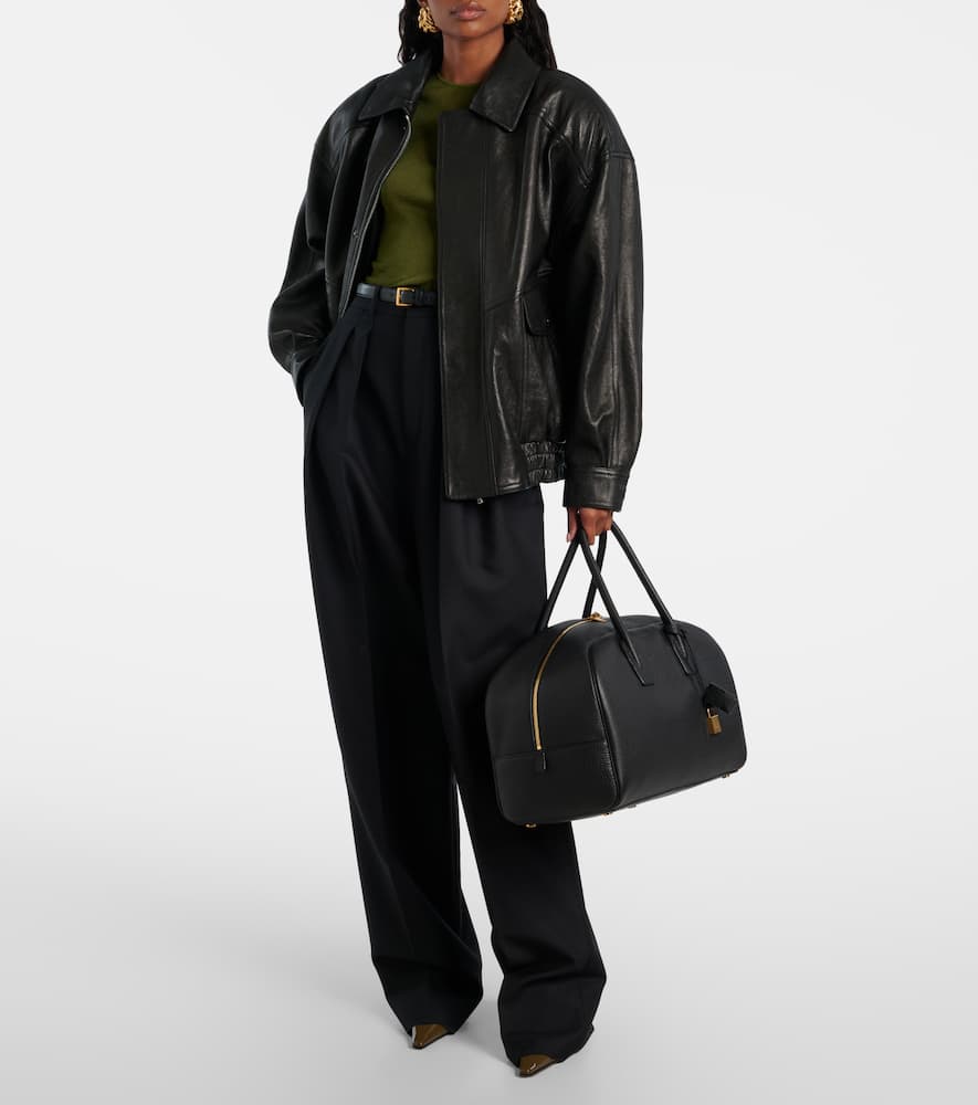 Saint Laurent Leather Tote Bag In Black