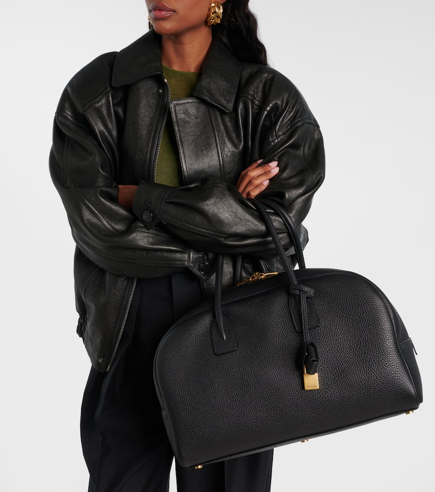 Saint Laurent Leather Tote Bag In Black