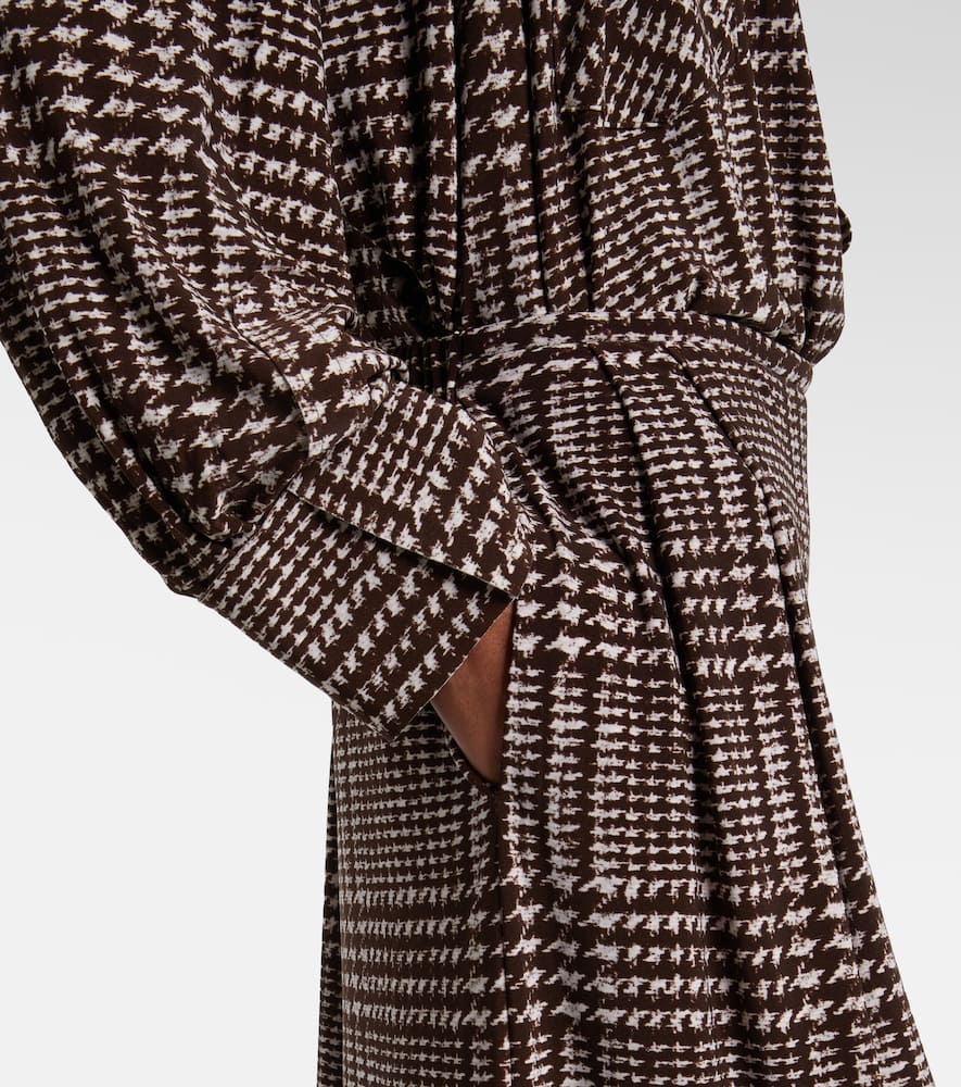 Norma Kamali Prince Of Wales Check Bodysuit In Brown