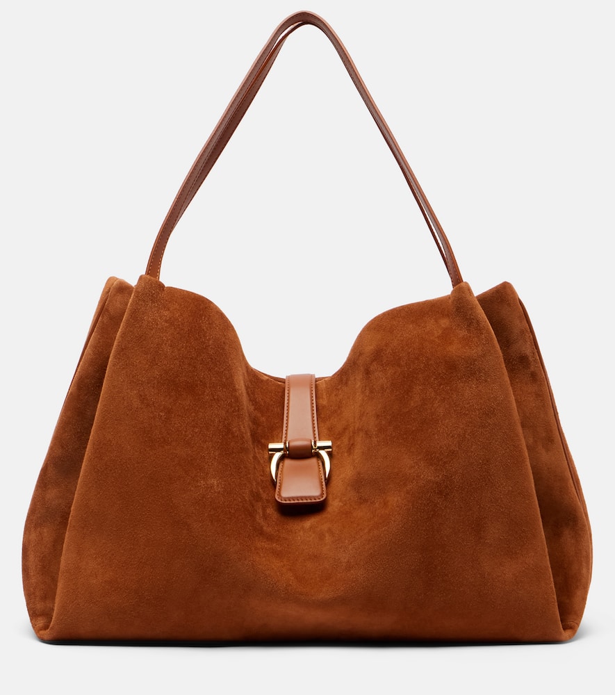 Ferragamo Medium Suede Tote Bag In Brown