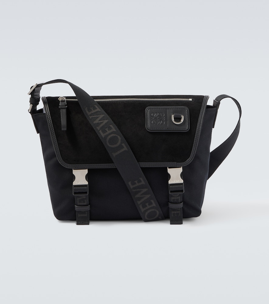 LOEWE Loewe Flex Medium canvas and suede messenger bag　ロエベ フレックス ミディアム キャンバスとスエード メッセンジャー バッグ