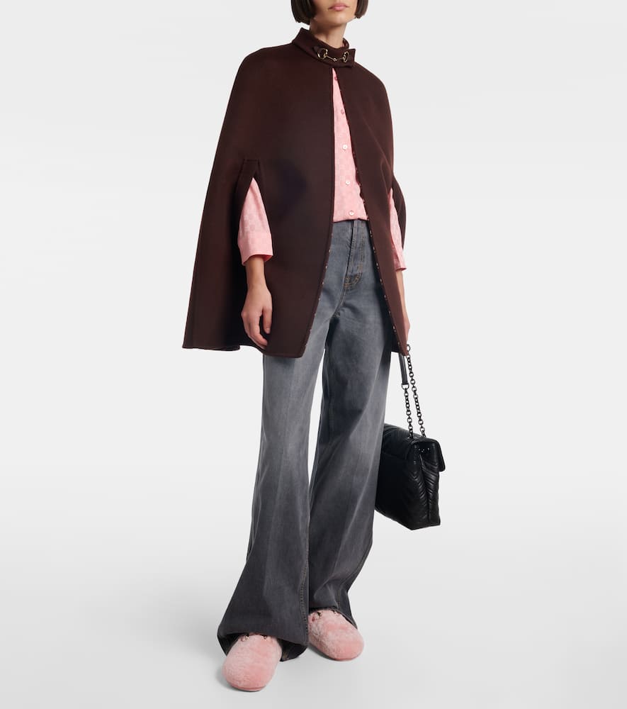 Gucci Horsebit Shearling Mules In Pink