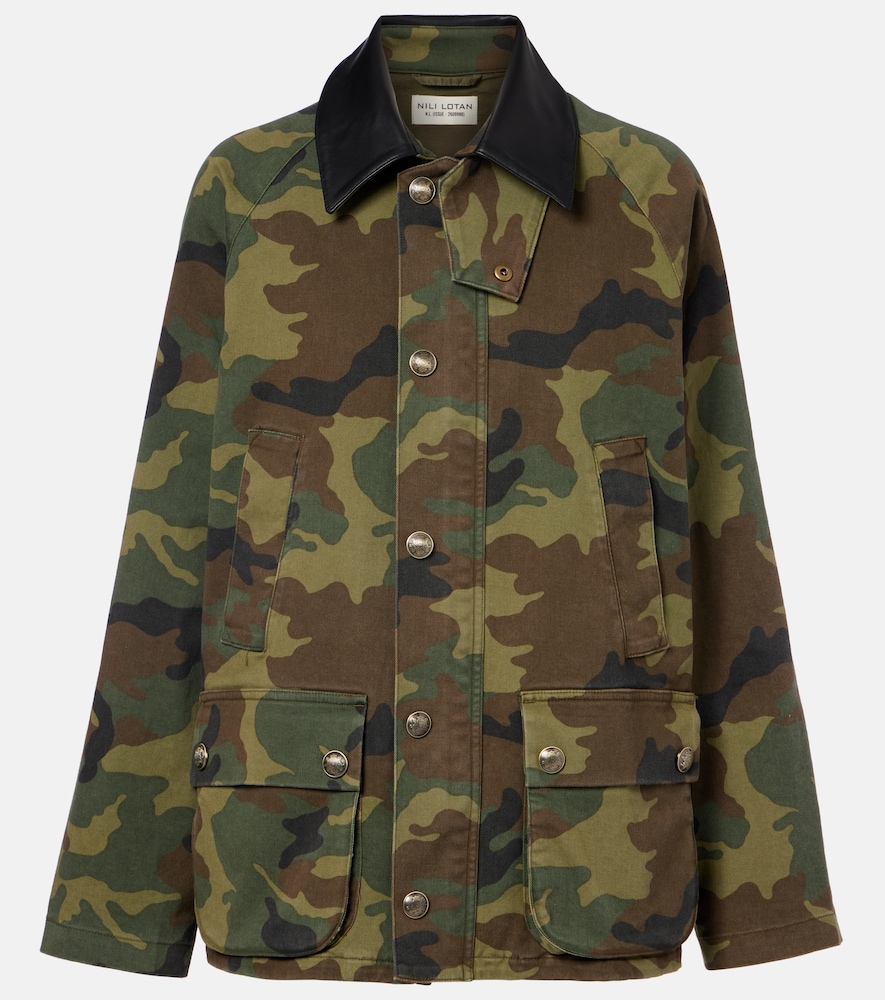 Nili Lotan Andrew camouflage leather-trimmed cotton jacket