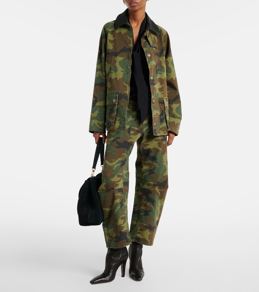 Nili Lotan Andrew camouflage leather-trimmed cotton jacket