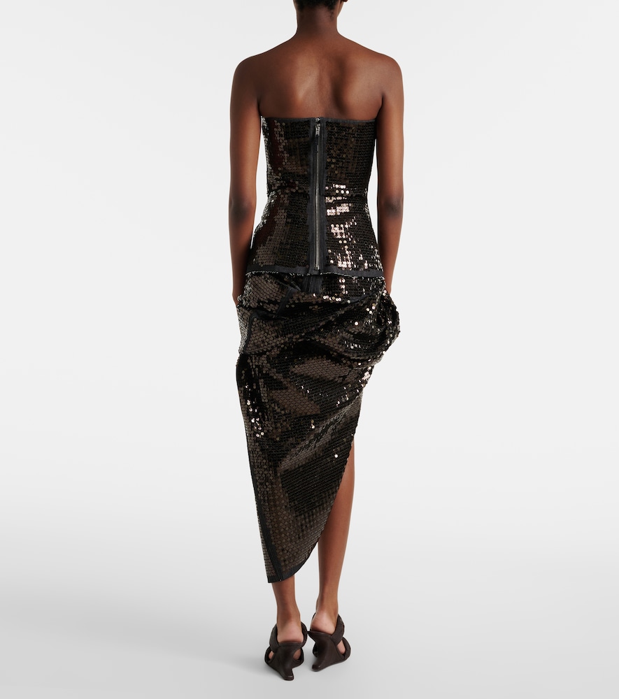  Rick Owens Rick Owens Draped Sequined Denim Midi Skirt 