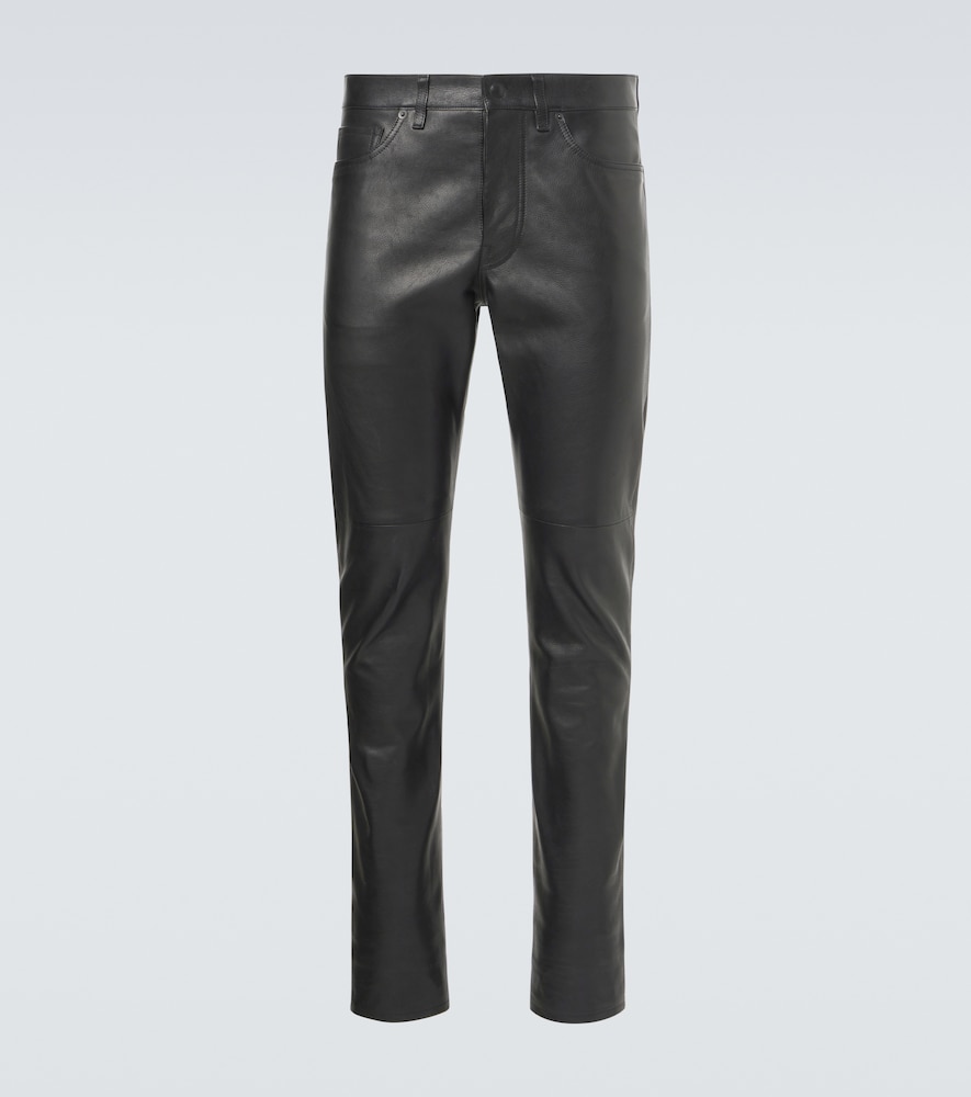 Tom Ford Leather Slim Pants In Black