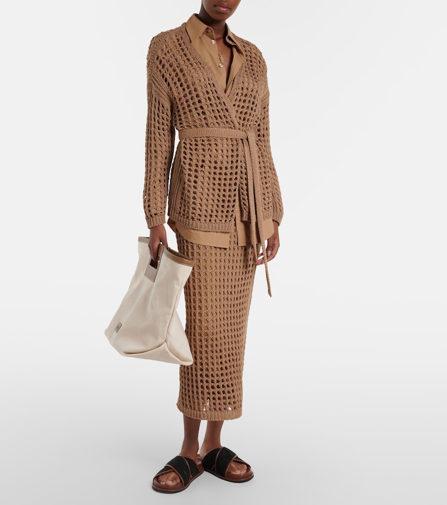 Max Mara Geode open-knit cotton midi skirt