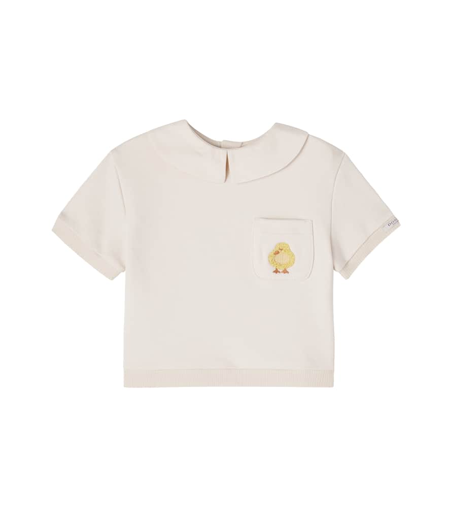 Donsje Baby Dientje Embroidered Cotton Sweater In White