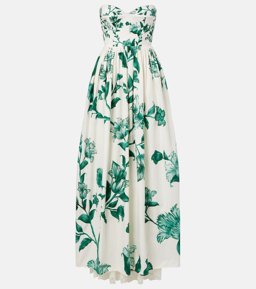 Agua By Agua Bendita Tonia Floral Lace Trimmed Cotton Maxi Dress