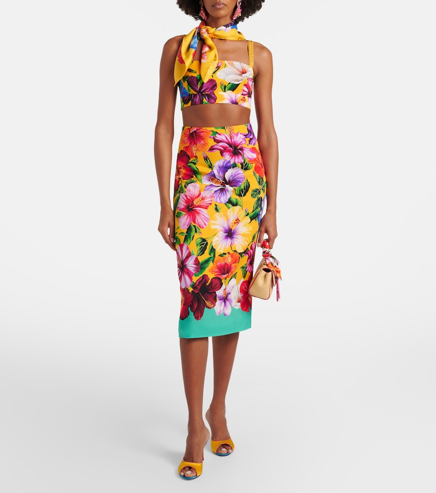 Dolce&Gabbana Floral Silk-Blend Crop Top