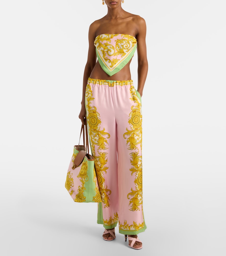  Versace Versace Printed Silk Twill Bandeau Top 