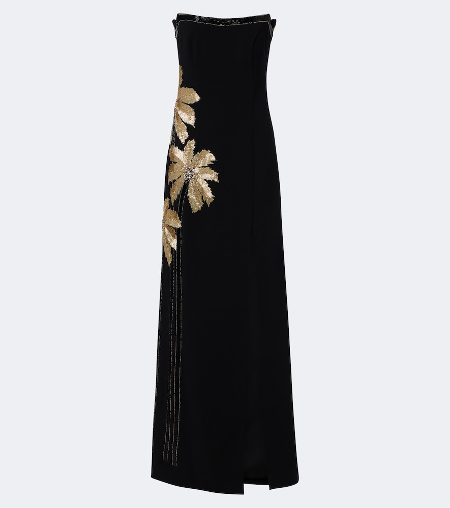 Costarellos Women's Black Terrin Embellished Crepe Gown UK Size 14 - Mytheresa