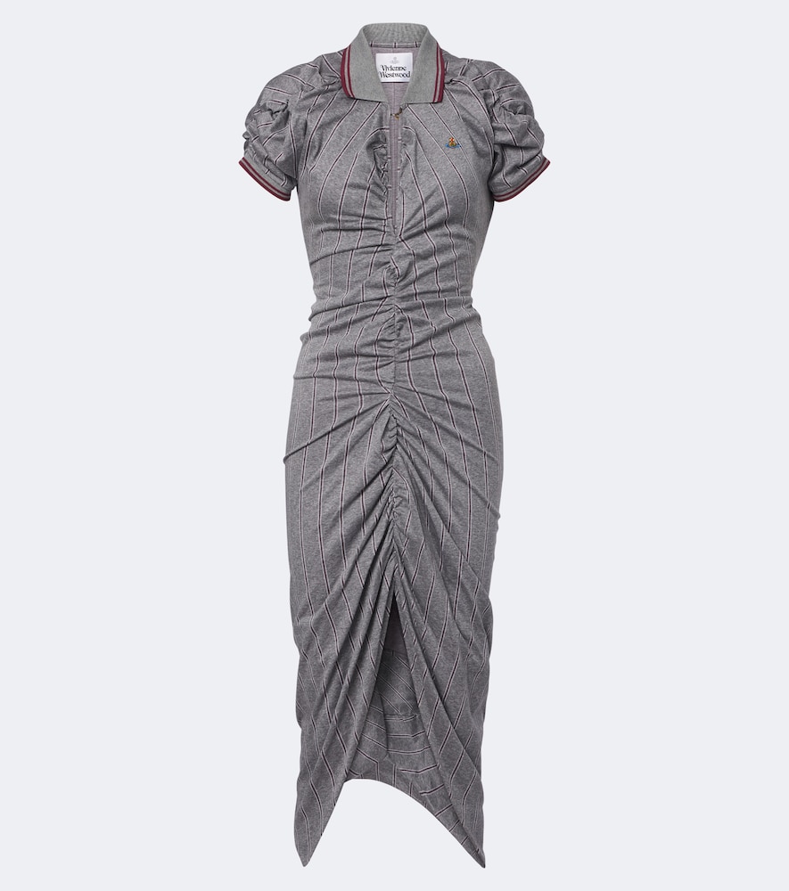 Vivienne Westwood Midikleid Pulling Aus Baumwolle Gestreift Damen Grau Extra Groß
