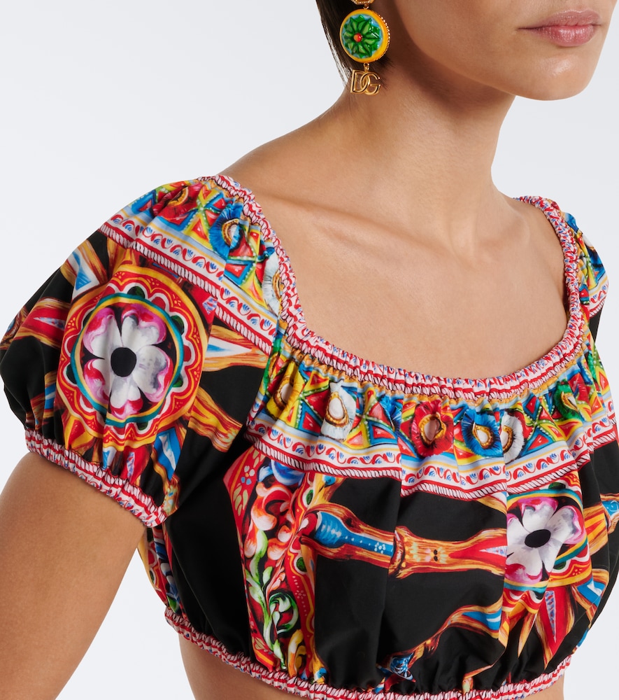 Dolce&Gabbana Carretto Cotton Poplin Crop Top