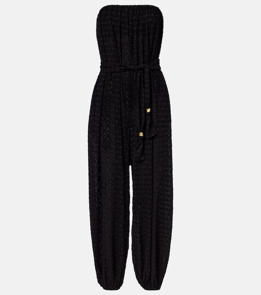 Eres Evening Silk And Cotton Jacquard Jumpsuit In Black