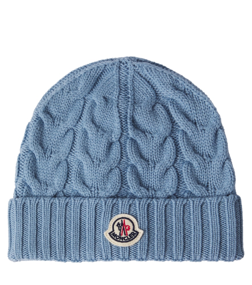 Moncler Enfant Logo cable-knit virgin wool beanie　モンクレール アンファン ロゴ ケーブルニット バージンウール ビーニー帽 Moncler