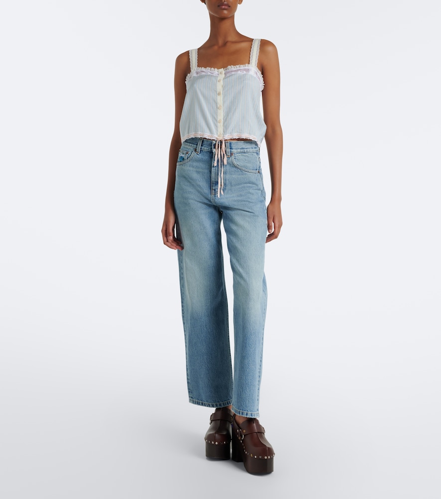 Chloé Lace-Trimmed Striped Top