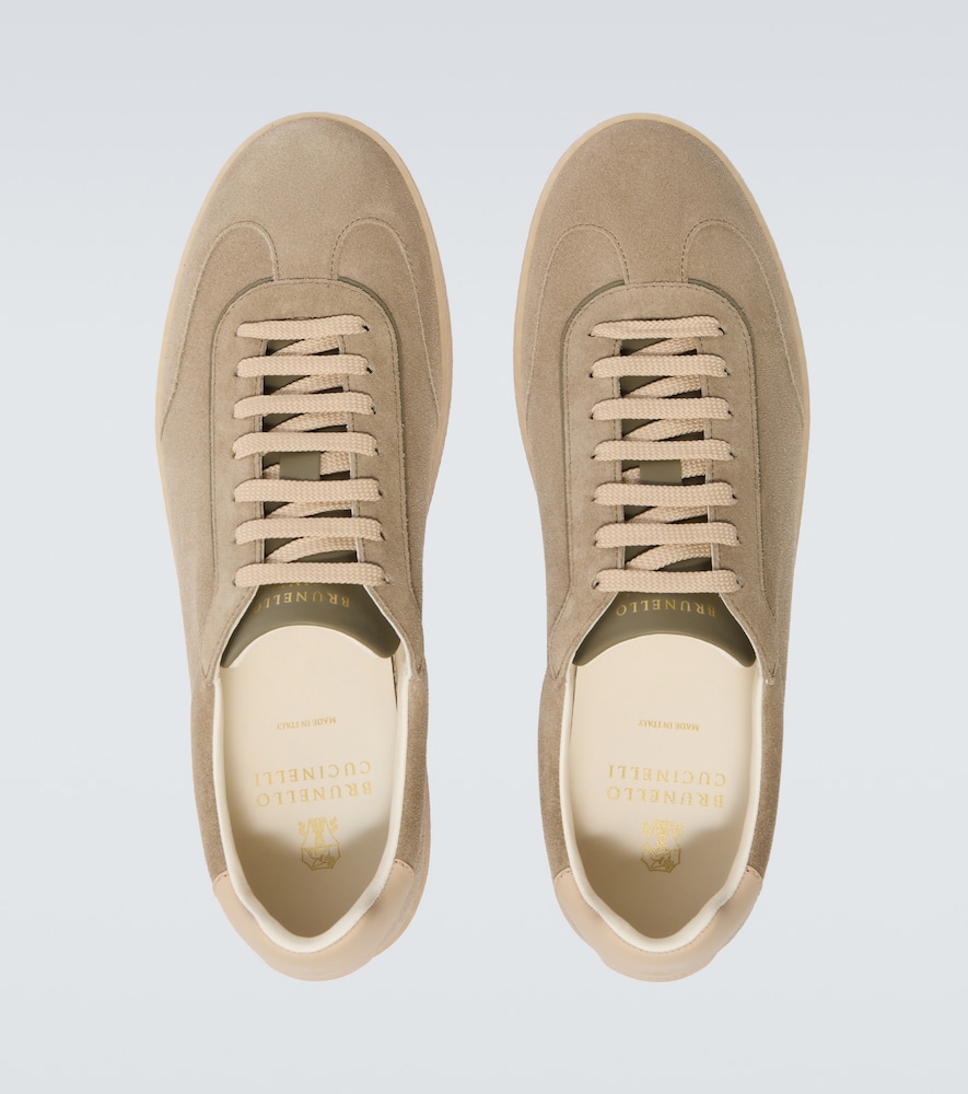  Brunello Cucinelli Brunello Cucinelli Leather-trimmed Suede Sneakers 