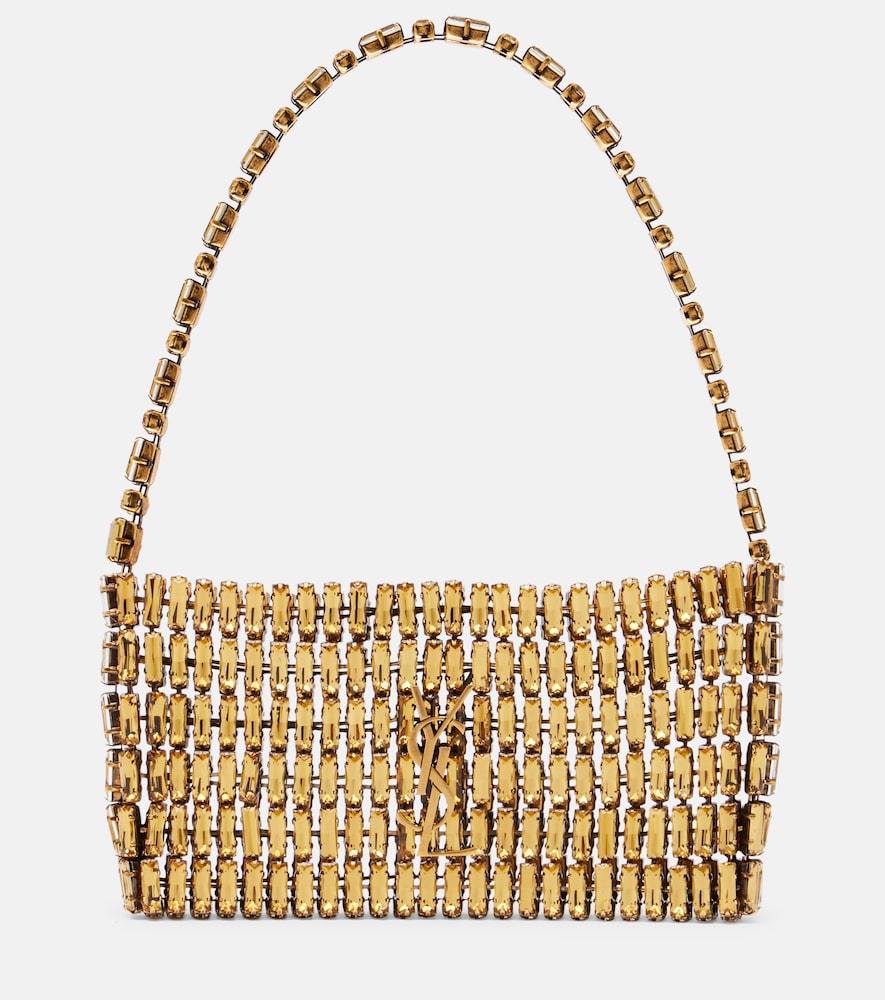 Saint Laurent Evening Embellished Shoulder Bag In Gold