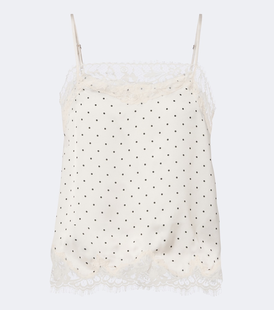 Marisol Lace-Trimmed Polka-Dot Satin Camisole