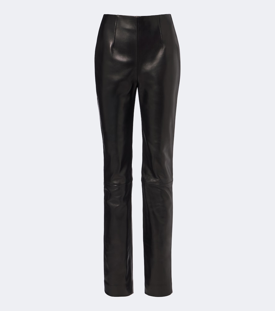 Khaite Ryden Leather Slim Pants In Black