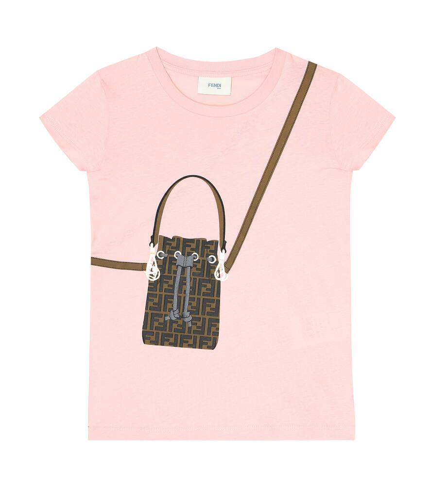 Click to view more detailed imagery on our partner's website Fendi Kids' Printed Cotton-jersey T-shirt In Pink