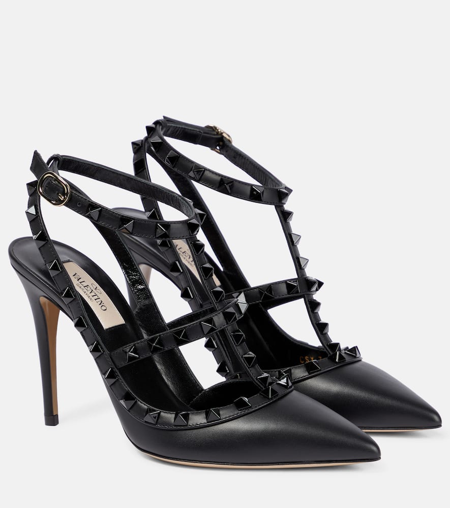 Valentino Garavani Studded Leather Decollete Pumps In Black