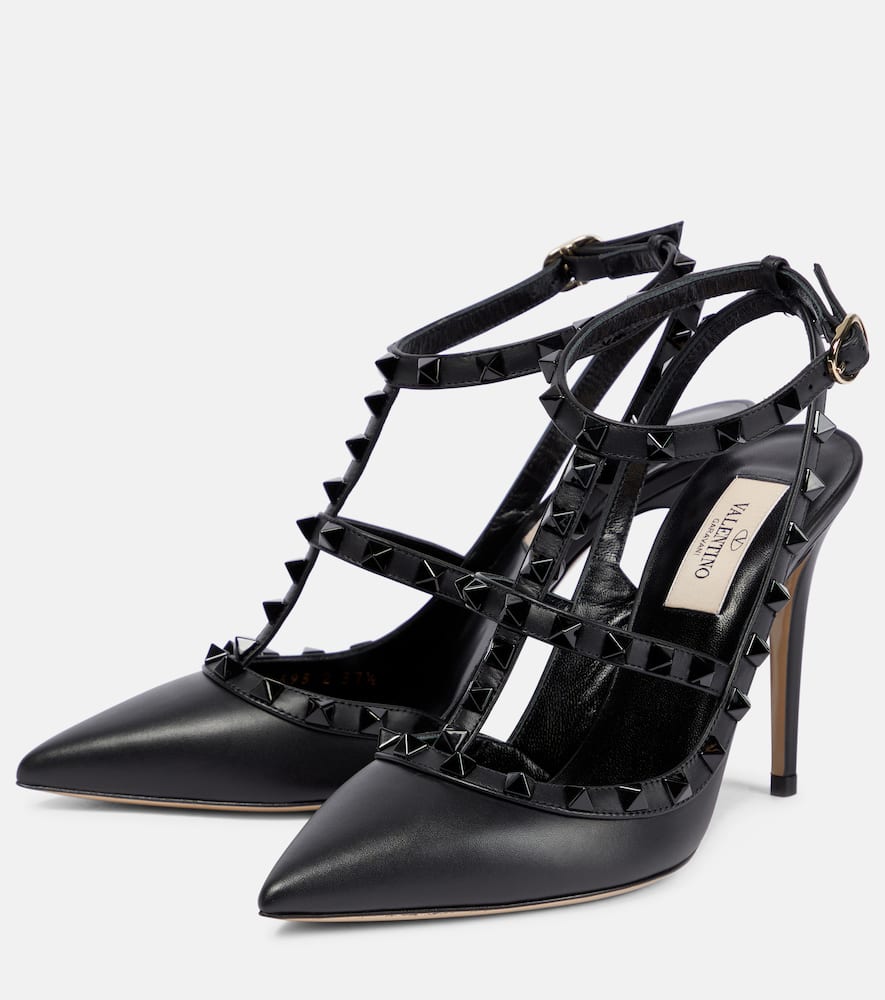 Valentino Garavani Studded Leather Decollete Pumps In Black