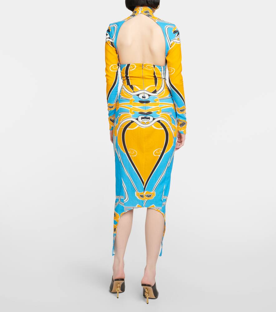 Shop Patou Printed Cutout Cotton-blend Midi Dress In Tapisserie