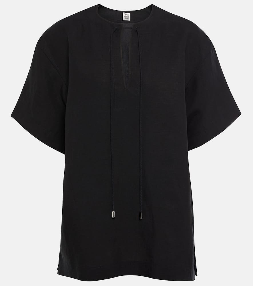 Totême Fluid Tie Oversized Shirt In Black