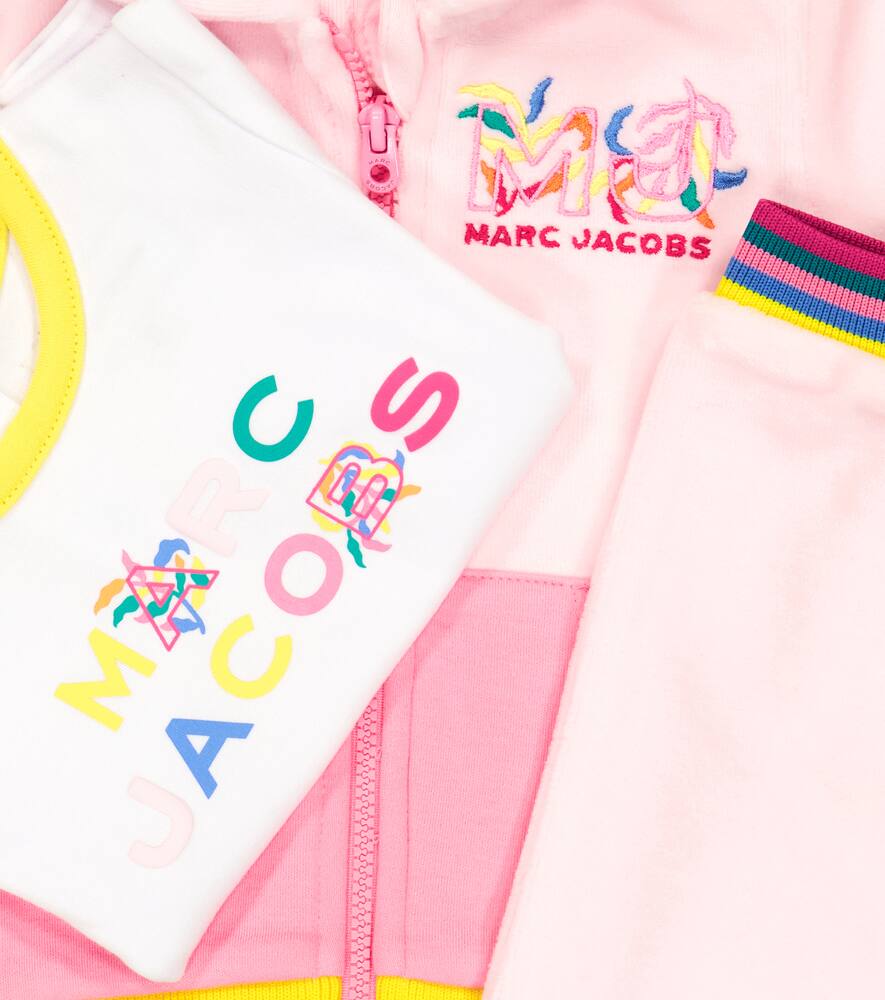 Shop Marc Jacobs Baby Cotton-blend T-shirt, Hoodie, And Sweatpants Set In Pink