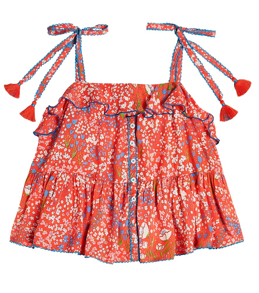 Poupette St Barth Astra Floral Top In Red Tulipe