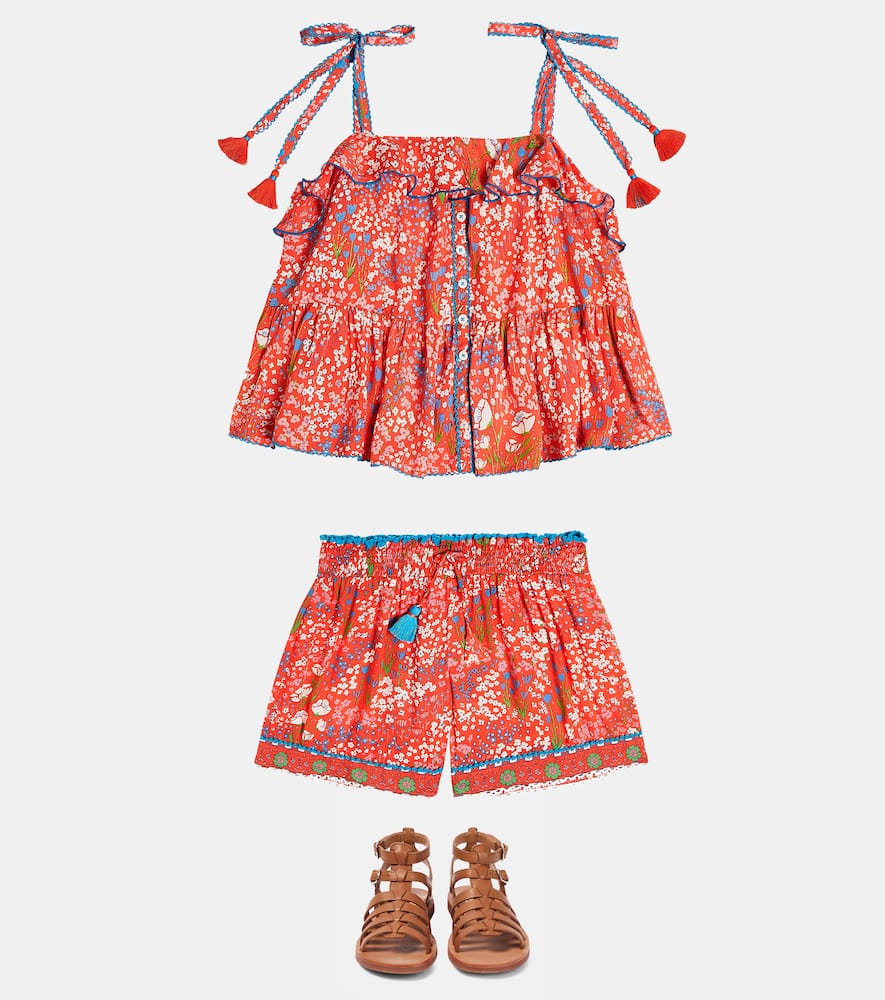 Poupette St Barth Astra Floral Top In Red Tulipe
