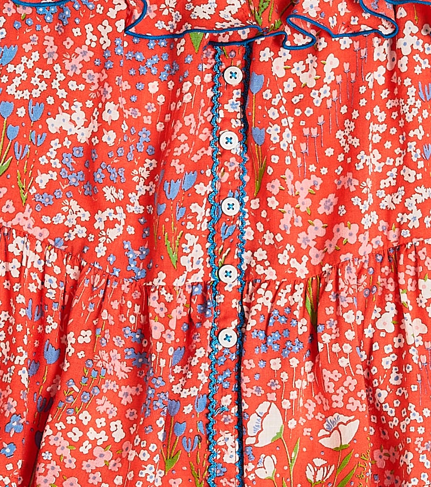 Poupette St Barth Astra Floral Top In Red Tulipe
