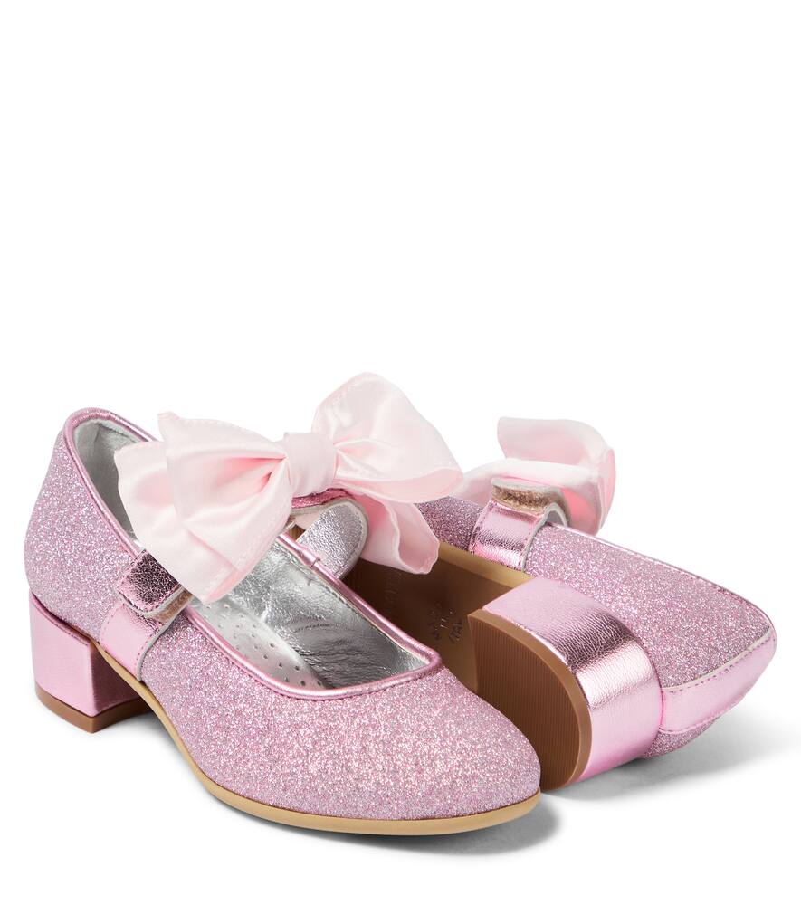 Monnalisa Glitter-detail 35mm Block-heel Ballerina Shoes In Pink