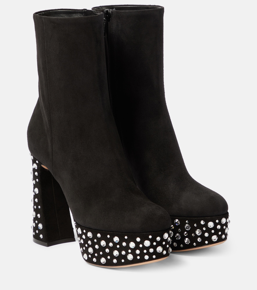 Crystal Holly Suede Platform Ankle Boots
