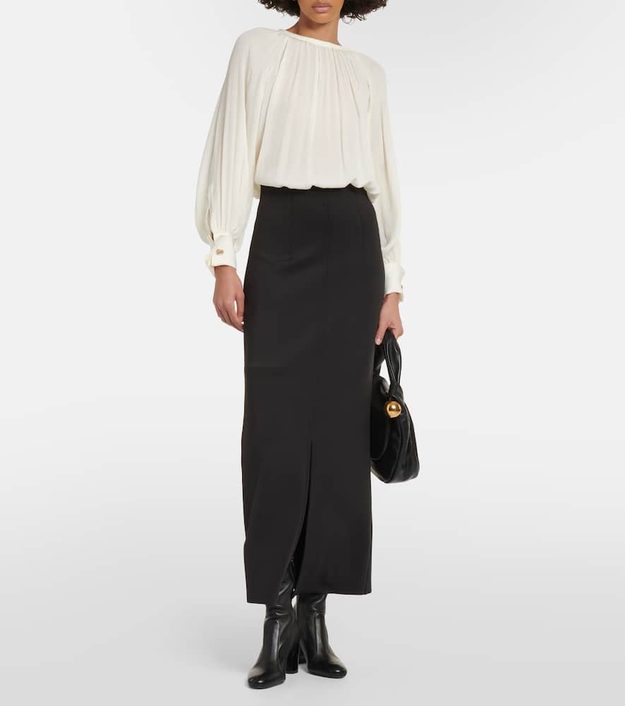 Max Mara Narvel Silk Crêpe Top In White