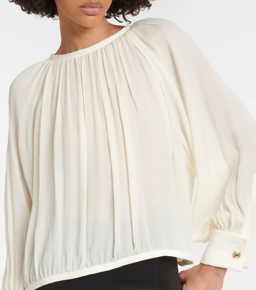 Max Mara Narvel Silk Crêpe Top In White
