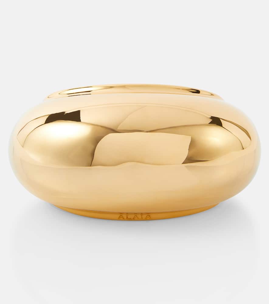 Alaïa Bumper leather-trimmed cuff bracelet