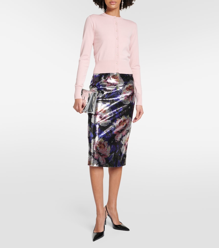Dolce & Gabbana Sequined floral midi skirt