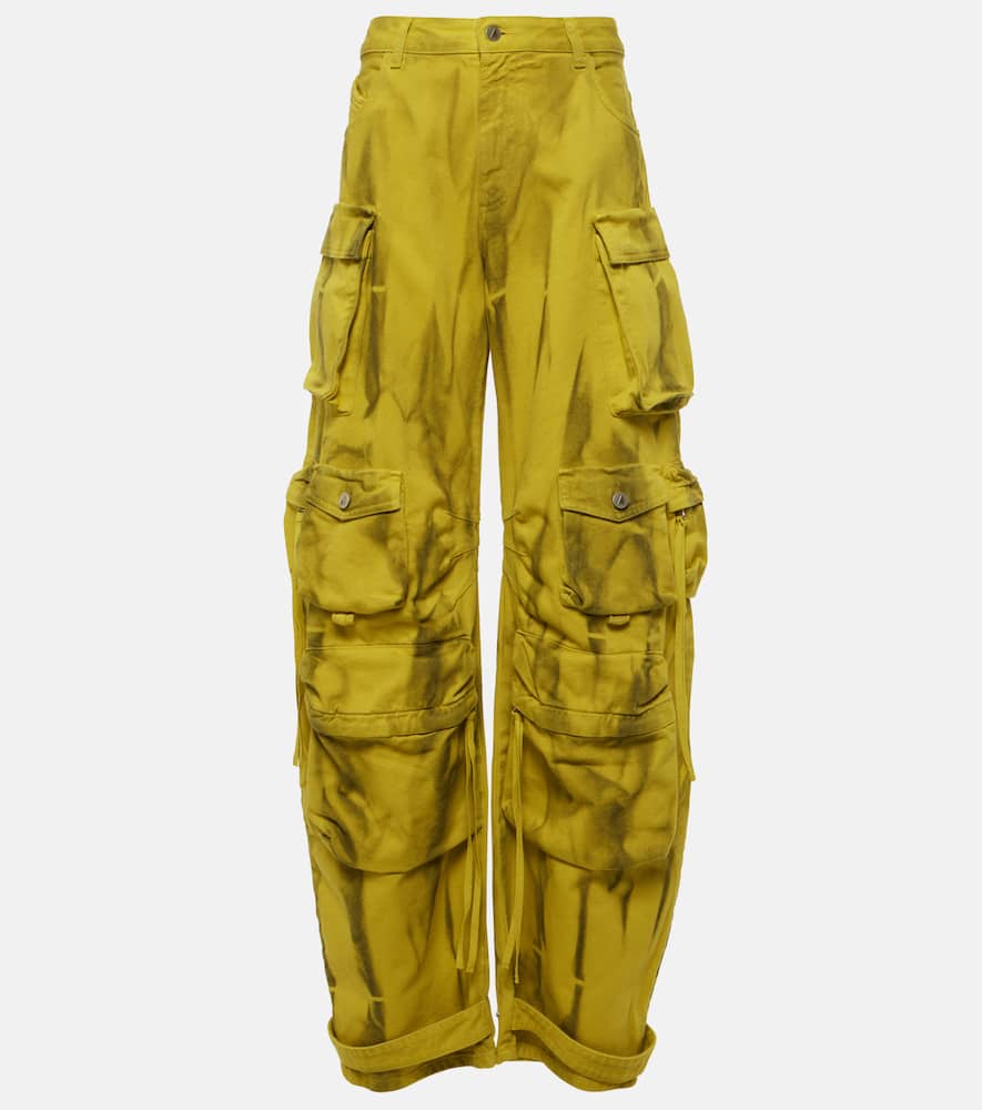 Attico Fern Wide-leg Cargo Jeans In Yellow